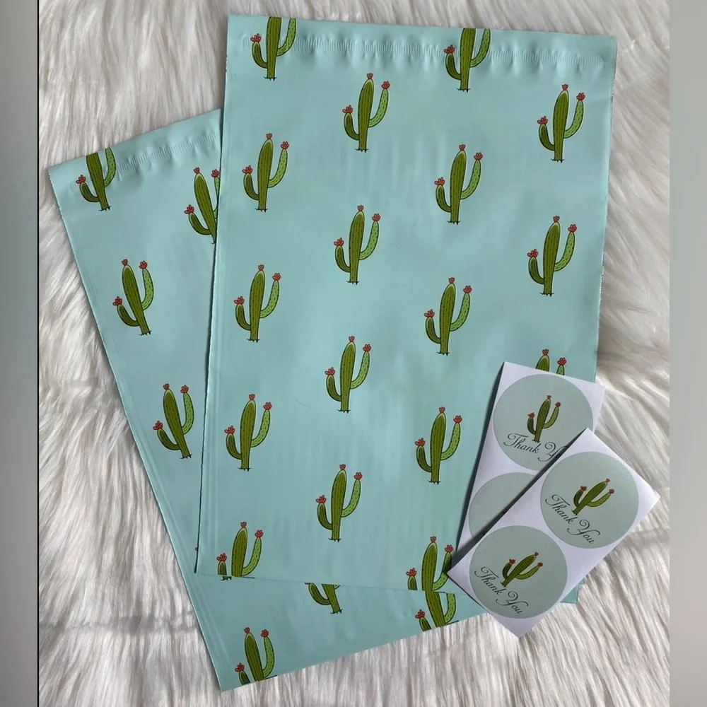 50 10x13 and 50 6x9 Cactus Poly Mailers Plus Stickers